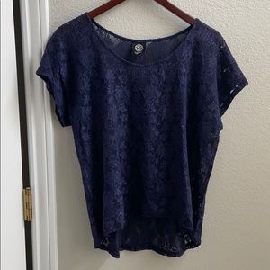 Navy lace tee